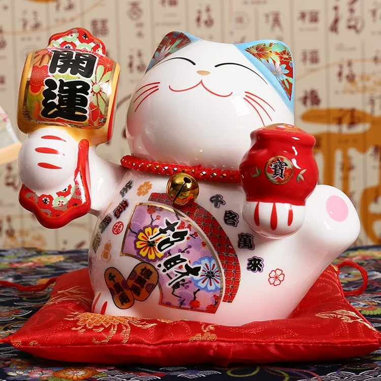 5 дюймов японская керамика Манеки Неко статуя фарфор Lucky Cat Копилка Кот приносящий удачу фэн шуй украшения дома подарки