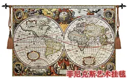 Карта мира моды 140*97 см декоративная jacauard ткань под старину украшения гобелен настенный pt-62