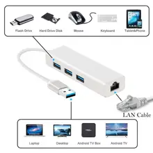 USB Ethernet с 3 портами usb-хаб 2,0 RJ45 Lan сетевая карта USB в Ethernet адаптер для Mac iOS Android PC RTL8152 USB 2,0 концентратор