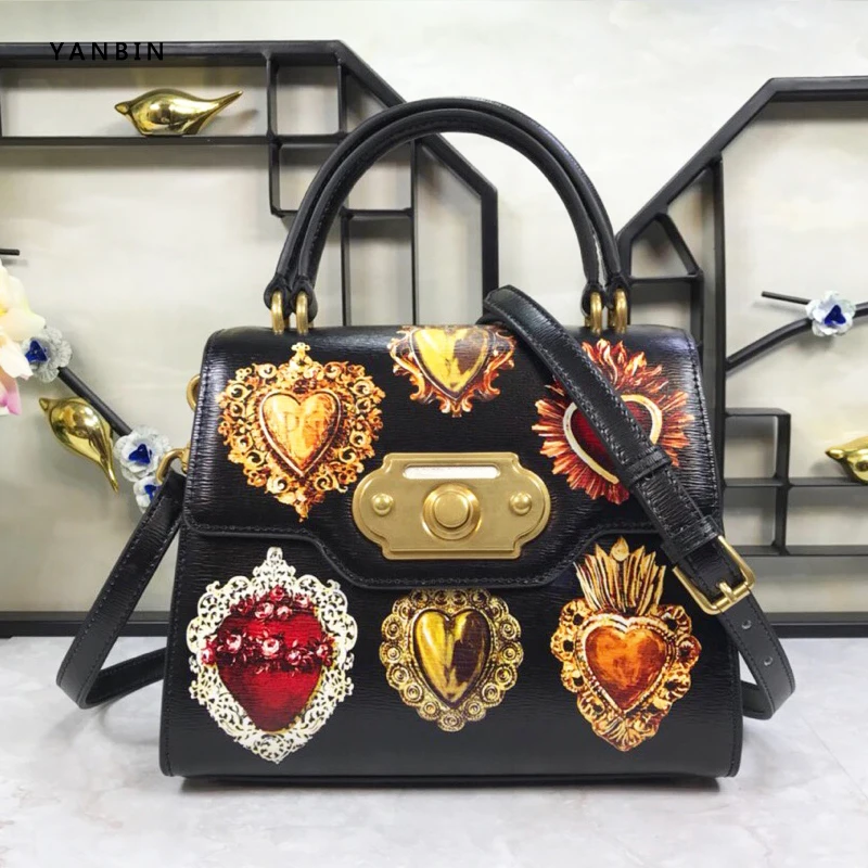 

Genuine Cow Leather Shoulder Bags Women Famous Designer Flowers Printed Bags Sac Luxury Brand Bag Ethnic Style Bucket Bag Woman