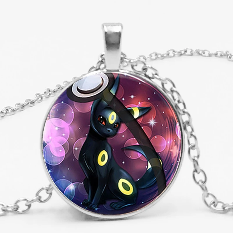 Pokeball ожерелье с кулоном модное милое Покемон Umbreon Круглый купол стеклянный Vaporeon детское ожерелье с кулоном Мега подарок дружбы - Окраска металла: 1