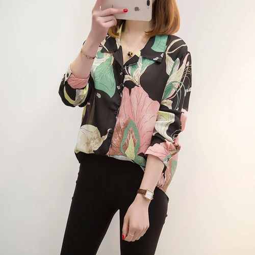 XL-5XL 2019 весна лето женские блузки с длинным рукавом модные рубашки цветочным