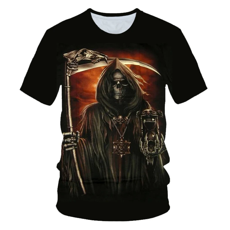 

BIAOLUN New Male/Female 3d t shirt Unique Iron Skull Print 3d Hip Hop Tees Summer Cool Black T-shirt Men Hipster Punk Plus Size