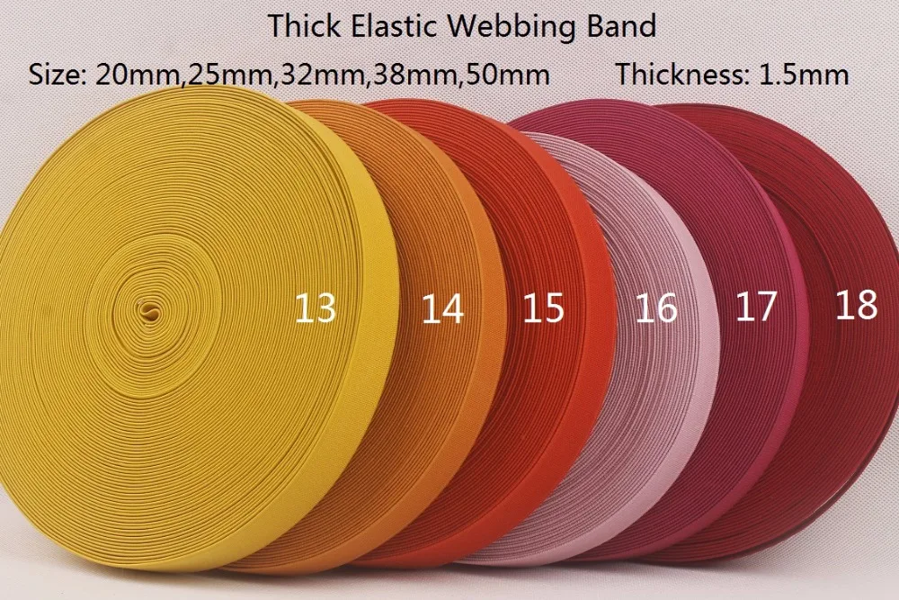 20 мм в ширину 10 ярдов много Толстый эластичный ремешок высокого качества для шитья одежды DIY(желтый, оранжевый, морковный, розовый, красный