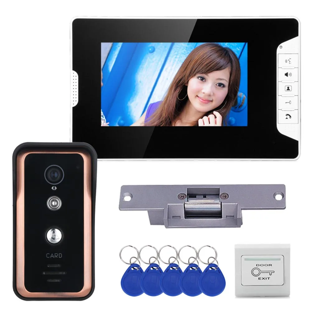 Best Wired 7 inch Video Door Phone Video Intercom Doorbell System 1 Monitor 1 RFID IR CUT Camera + Electric Magnetic Lock