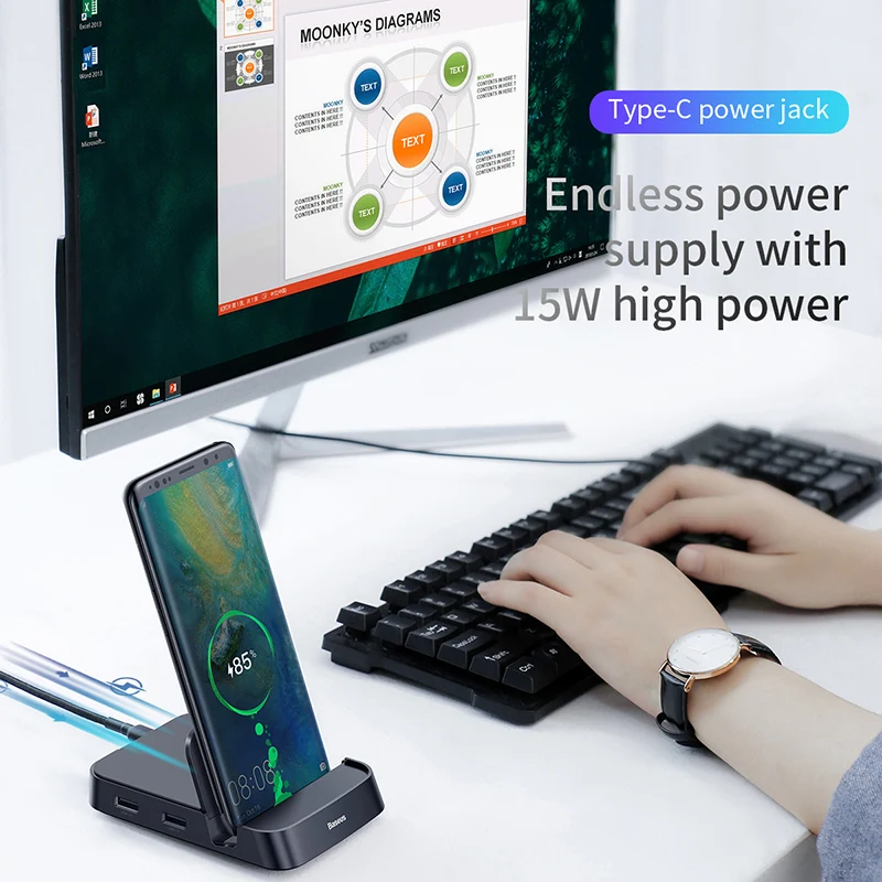Цена Док станция Baseus type C для samsung S10 S9 Dex Pad станция font b USB b font C к HDMI док станция адаптер питания для huawei P30 P20 Pro