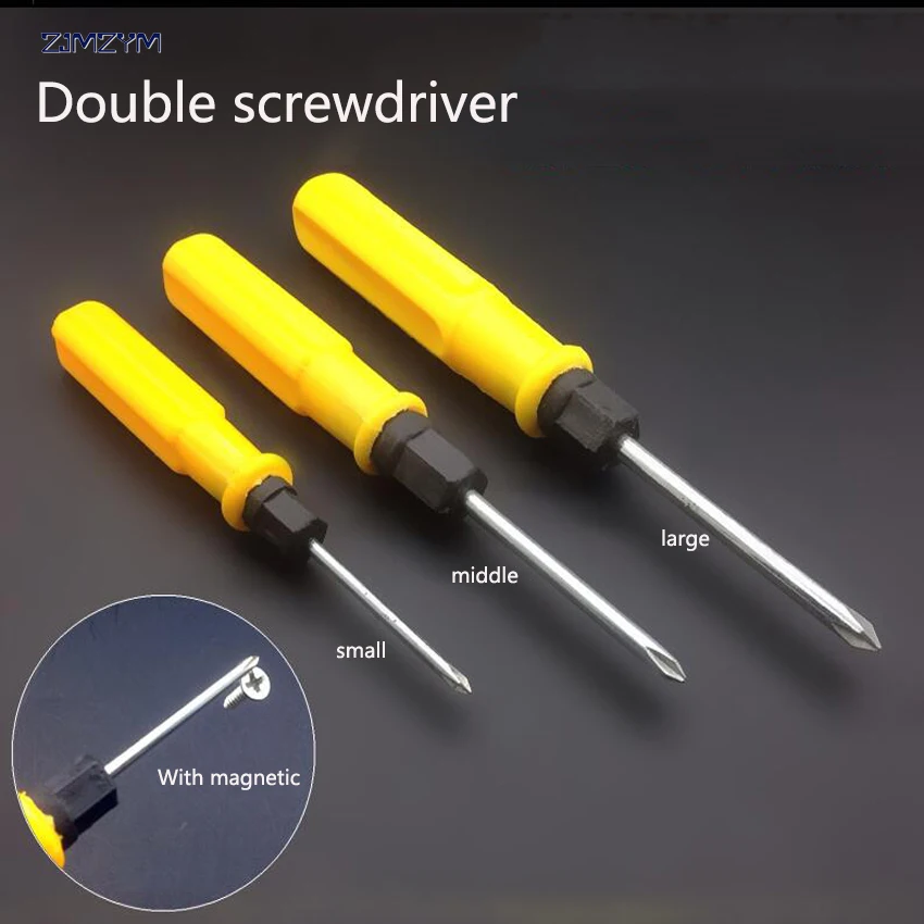 

1PC 2017 Wholesale Double Head Screwdriver Slotted And Phillips For Repairing Disassemble Tool Magnetic Screwdriver