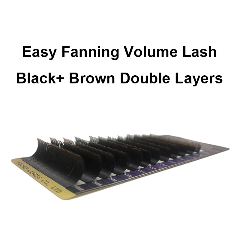 CrownLASH 0,05 2 цвета черный коричневый легкий вентилятор объем ресниц самостоятельно Fanning двухслойные