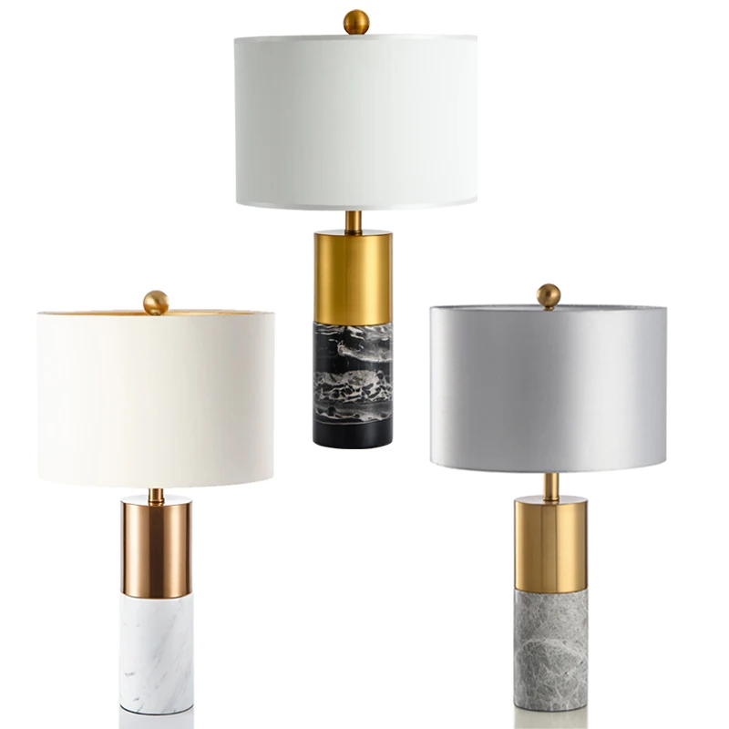 Modernen Amerikanischen luxus metall dekorative tisch lampe Chinesischen stil wohnzimmer studie schlafzimmer einfache jazz weiß marmor tisch lampe