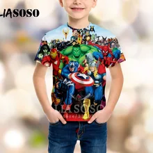 LIASOSO/Новая модная летняя детская толстовка футболка с 3D принтом из фильма Халк детский пуловер с короткими рукавами в стиле хип-хоп для мальчиков и девочек A216-04