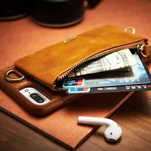 2017 Новое Прибытие 2in1 Кошелек Натуральная Кожа Case для iPhone 6 s 7 6 крышка Держателя Карты Для iPhone 7 6 6 s Плюс Молния Зажим для Ремня Чехол