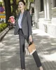 Chaqueta gris de tela de alta calidad para mujer, trajes de negocios con chaquetas y pantalones, Ropa de Trabajo de oficina, trajes ► Foto 2/6