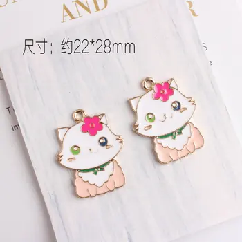

Diy jewelry making 30pcs/lot alloy drop oil gold color animals cartoon cats shape fashion pendants metal floating locket charms