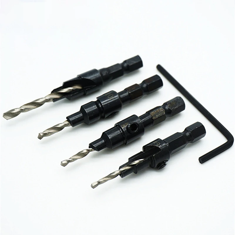 Hex Shank Drill Bits Woodworking Hole Opener Set Screw Tool Carpenter Countersink Bit Reaming Drill #5 #6 #10 #13 #16 1/4 6.35mm