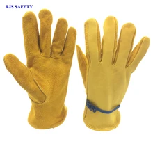 RJS Для мужчин безопасности рабочие перчатки корова кожа перчатки сварки безопасности Защитные сад Спорт мото износостойкие перчатки 4018