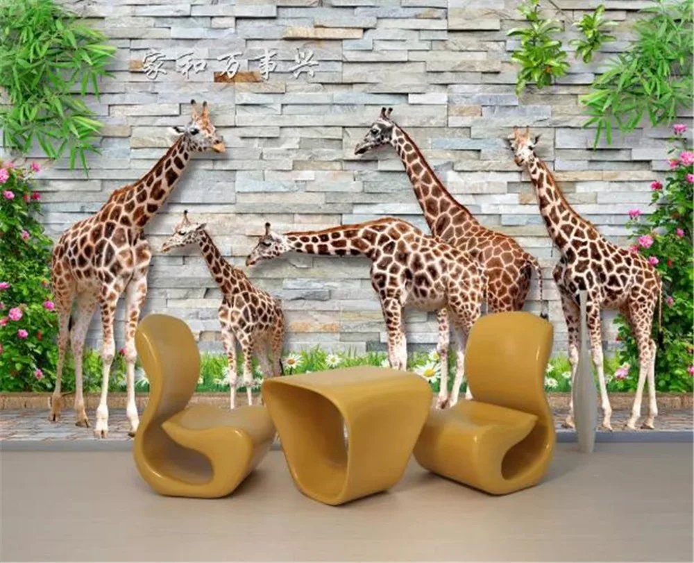 Пользовательские фото 3d обои креативная Мода стерео 3D жираф Диван ТВ фон