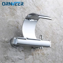 Wall Mounted Bath Waterfall Faucet Mixer Shower Exposed Valve Bottom Brass Bathtub Faucet Bathroom Tap bathroom products in wall mounted faucet bath and shower mixer valve brass chrome single function actuated taps mixer