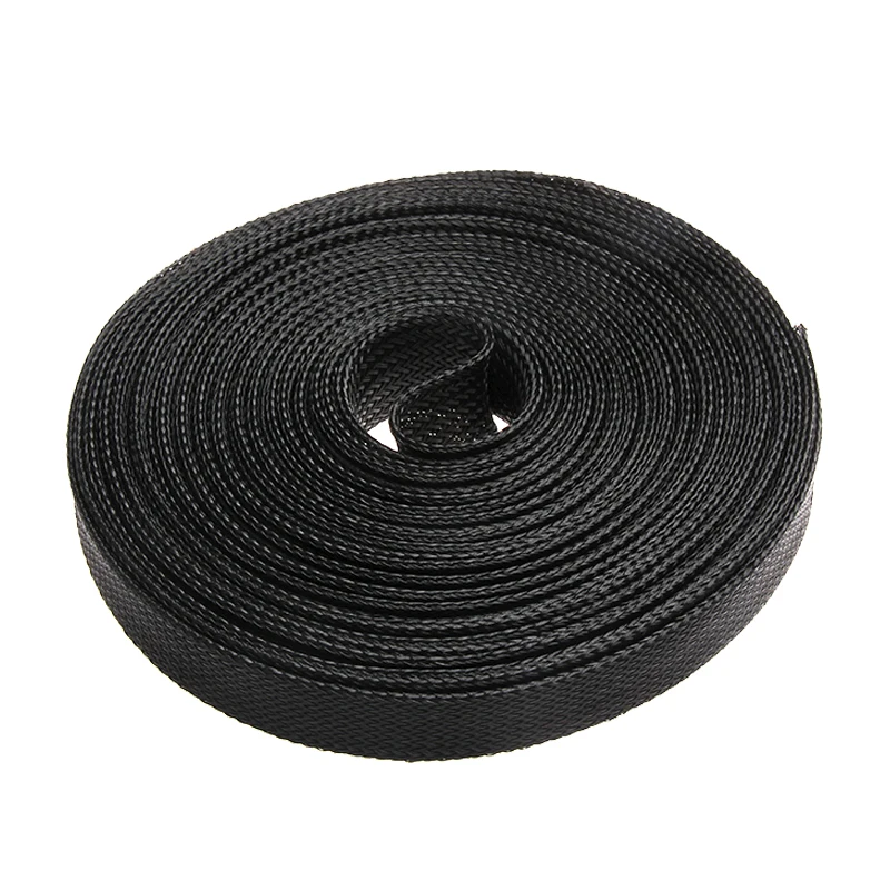 

10M PET Insulation Black 25mm High Density Nylon Tight Expandable Braided Cable Sleeves Wire Gland Protection