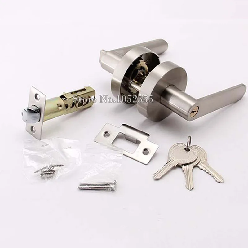 Brushed Interior Door Lock Living Room Bedroom Bathroom Door Handle Lock Door Lever Lock + 3 Keys image 6