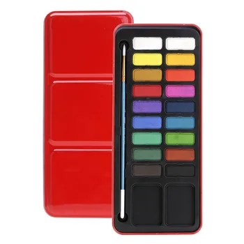 

SCO Students Stationery Solid Watercolor Paints Drawing Brush With Red Metal Box New