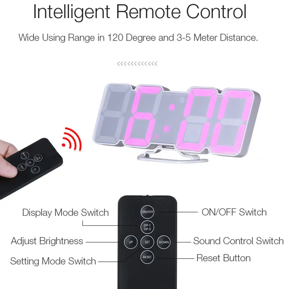 3D светодиодный цифровой настенные часы электронные красочные настольные часы будильник голосовой пульт дистанционного управления температурный дисплей для украшения дома