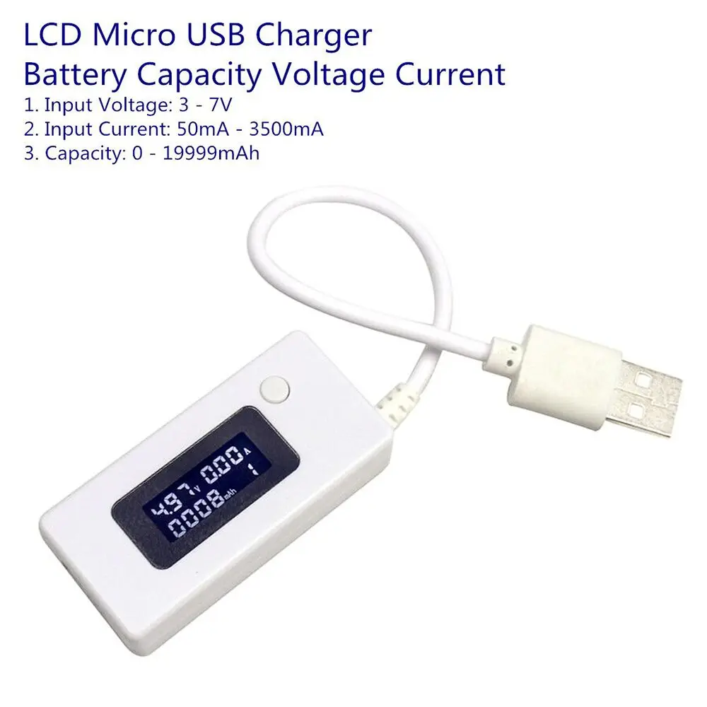 ЖК-дисплей Micro USB зарядное устройство Емкость батареи Напряжение Ток тестер метр детектор для смартфонов мобильный Банк питания