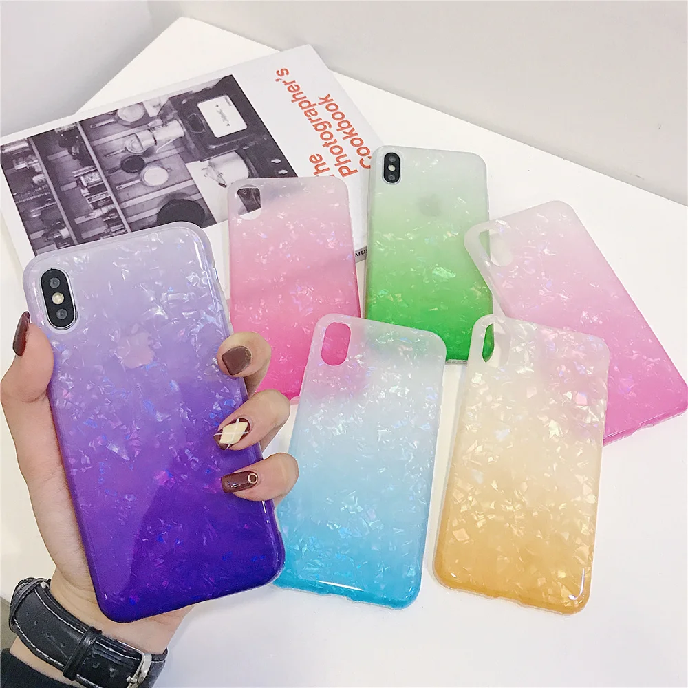 Силиконовый чехол для iPhone X XS Max XR роскошный градиентный цвет синий розовый 7 8 6 S Plus
