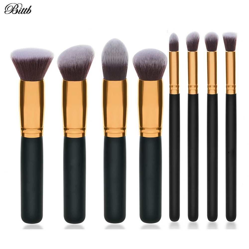 Bittb 8Pcs Makeup Brushes Set Foundation Powder Eye Shadow Liner Maquiagem Silver Face Beauty Cosmetic Brush | Красота и здоровье