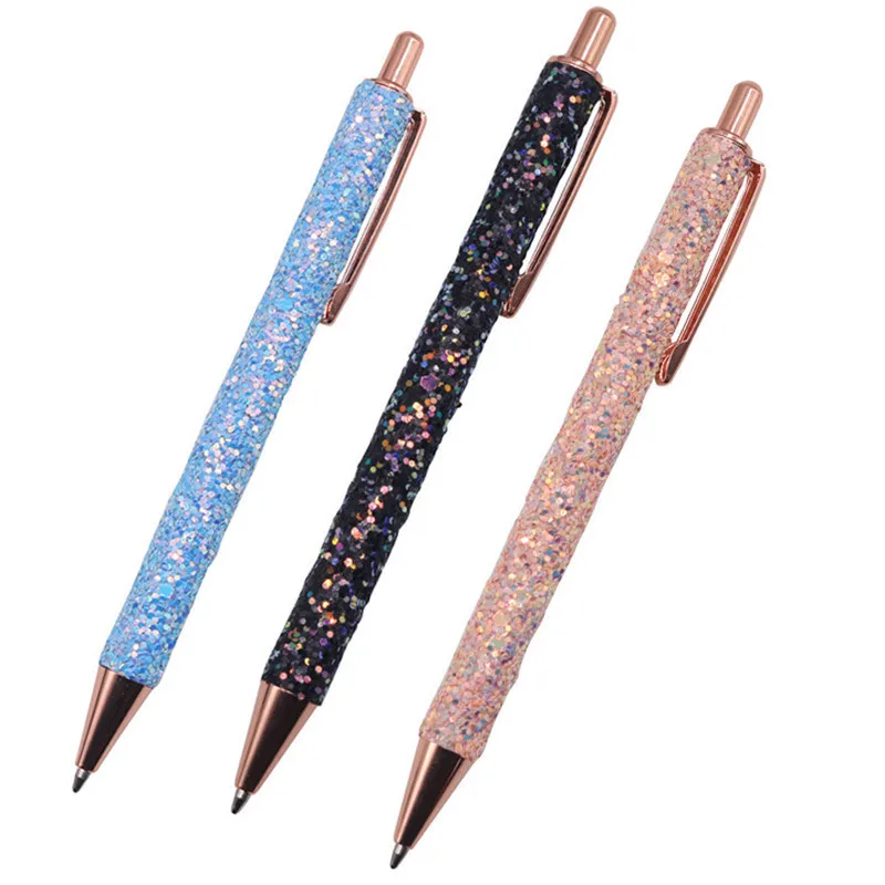 

1 pcs Creative Ballpoint pen Boutique 1.0mm Glitter sequin crystal pen 8 colors optional Student stationery office Writing pen