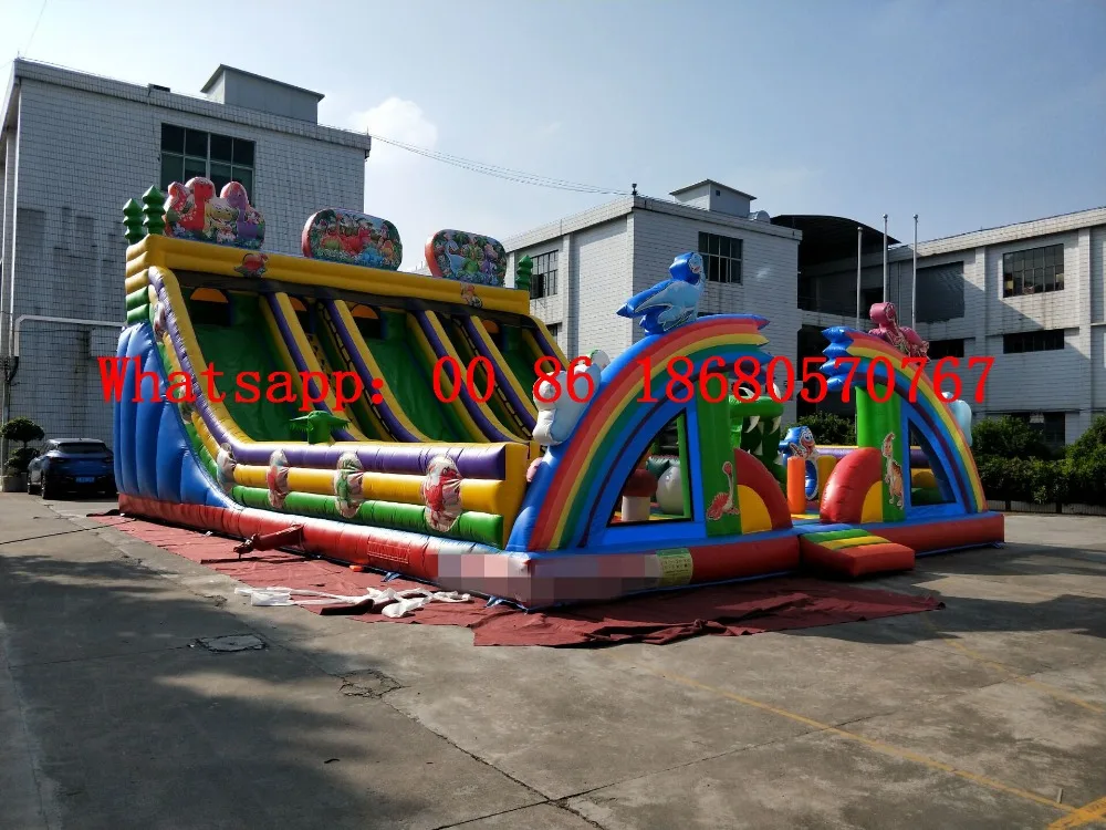 

(China Guangzhou) Factory direct inflatable slide / castle / trampoline / pool slide / Jurassic obstacle castle slide YLY-047