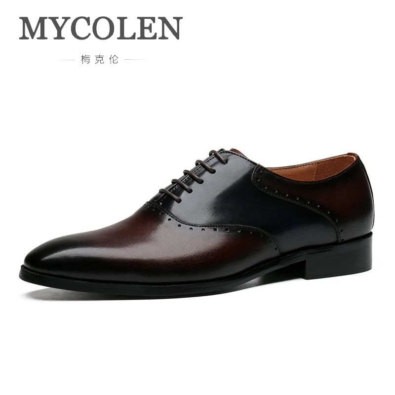 

MYCOLEN Spring Autumn Top Brand Mens Boots Lace-Up Casual Shoes Genuine Leather Shoes Pattern Male Flats Sapatos Masculinos