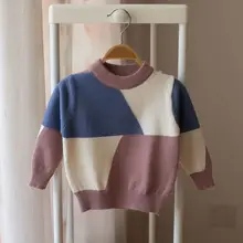 INS/популярный свитер для маленьких мальчиков вязаный свитер для мальчиков 1, 2, 3, 4, 5 лет осенне-зимний свитер с геометрическим узором и высоким воротником