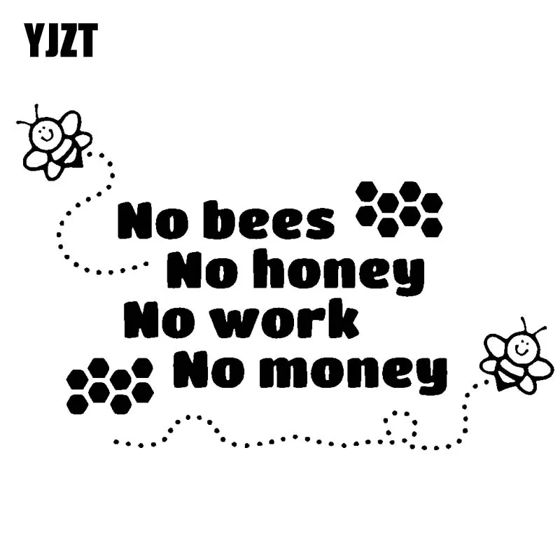 

YJZT 18.2CM*11.6CM Beekeeper Bees Honey Beekeeping Car Sticker No Bees No Honey Cute Vinyl Decal Black/Silver C19-0075