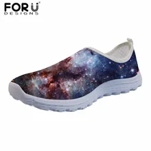 FORUDESIGNS/Модная женская летняя обувь на плоской подошве кроссовки Женская обувь из сетчатой ткани с 3D-принтом Galaxy/Space Star пляжные Лоферы для девочек