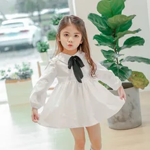 DFXD Children Dress New 2018 Spring Soild White Turn Down Collar Black Bowknot Long Sleeve Baby Girl Party Dress Princess Dress DFXD Children Dress New 2018 Spring Soild White Turn Down Collar Black Bowknot Long Sleeve Baby Girl Party Dress Princess Dress