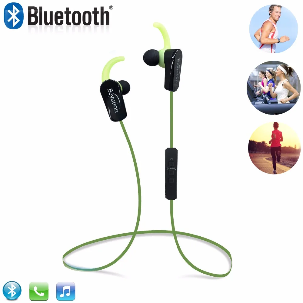 (GREEN) Waterproof Wireless Bluetooth Earphone Sport Stereo Headset Neckband Handsfree Calls for