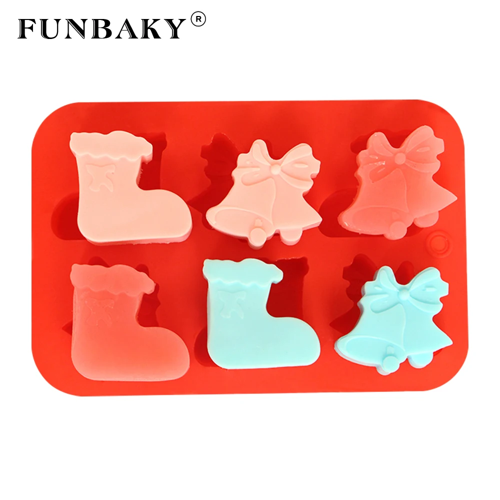 Рождественская форма FUNBAKY для шоколадного торта 6 ячеек выпечки силиконовые 3D