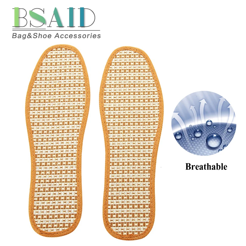 

BSAID Men Women Breathable Insoles Breathable Hand-Woven Bamboo Charcoal Linen Shoes Insoles Summer Unisex Inserts Foot Pads