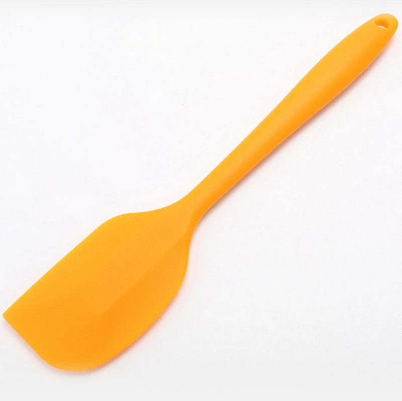 Силиконовая кухонная ложка для супа, лопатка для торта, крем, скребок, масло, инструменты для выпечки - Цвет: Оранжевый