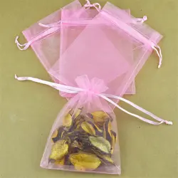 100 шт 11x16 см подарочные мешочки из органзы розовый цвет тянущаяся органза сумки для Свадебный Рождественский подарок сумки Бесплатная