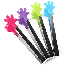 Stainless Steel Buffet BBQ Pastry Sweet Clamp Pliers Salad Ice Cube Tongs Clips by random color