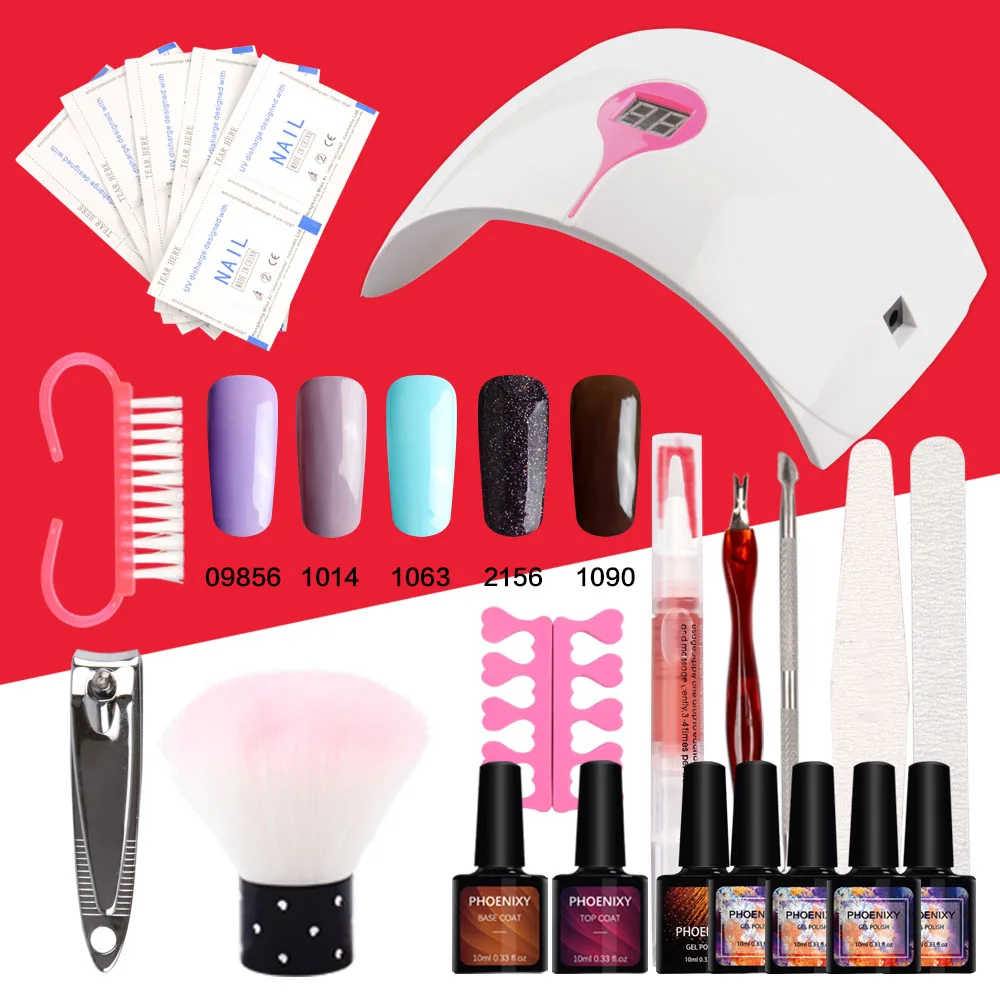 

Nail Manicure Set 36W LED Lamp For Nail Gel Polish 5 Colors Gel Nail Polish Manicure Pedicure Set Tools Nails Art Kit