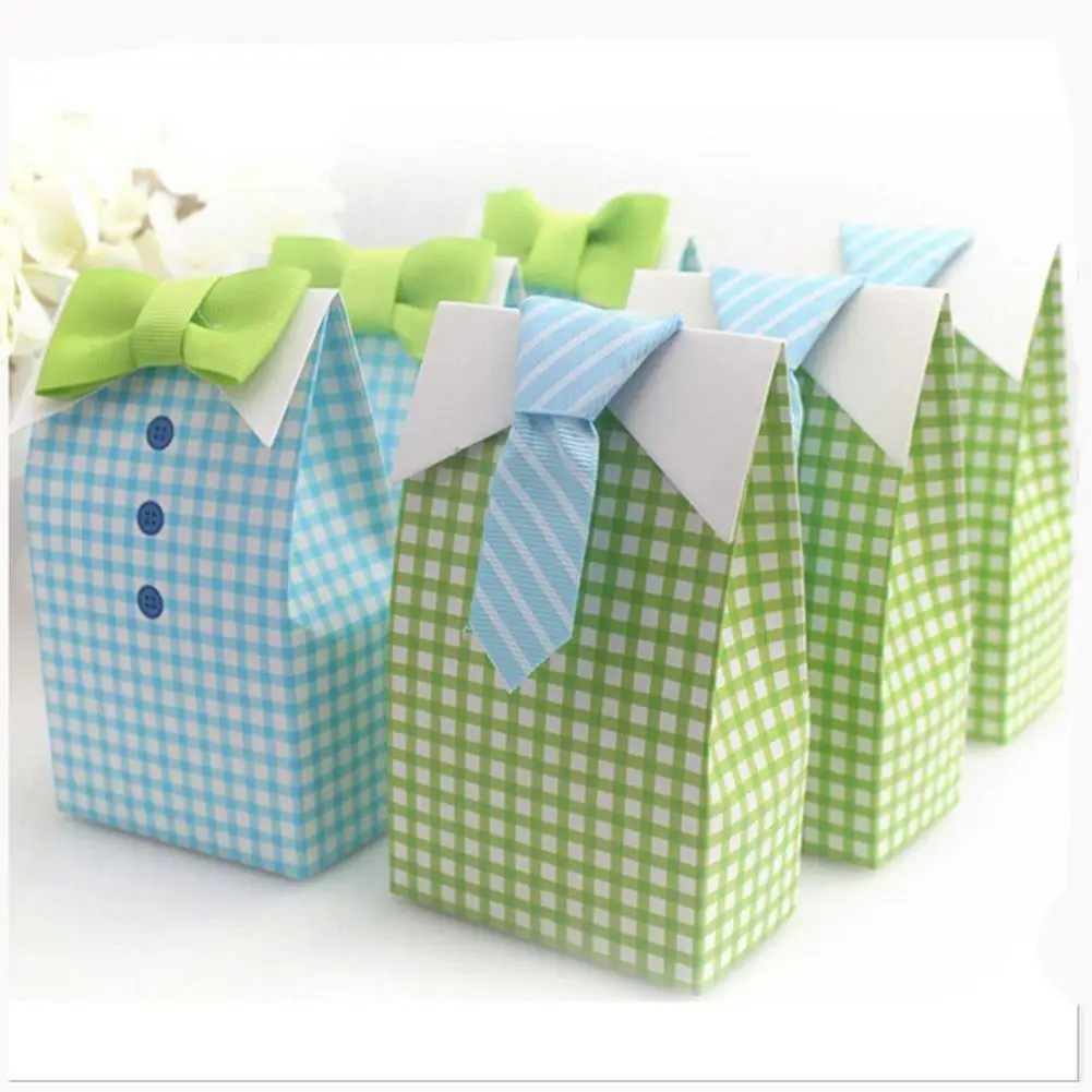 

Wedding candy box 5Pcs Striped Tie Bow Wedding Baby Shower Party Candy Gift Box Favors Bag Drop Shipping