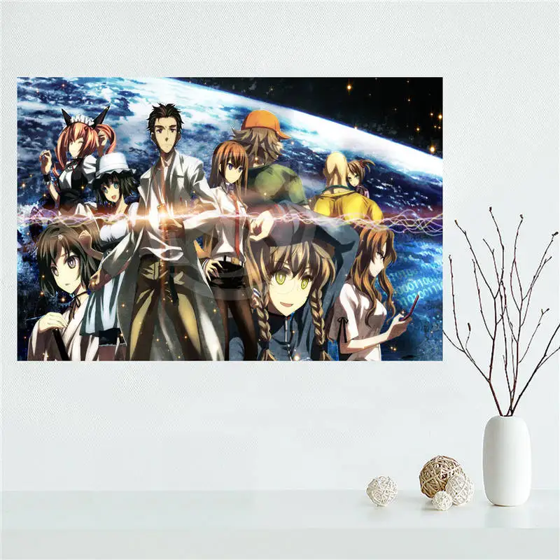 

E#627L40 Custom steins gate Canvas Painting Wall Silk Poster cloth print DIY Fabric Poster free shipping Y36