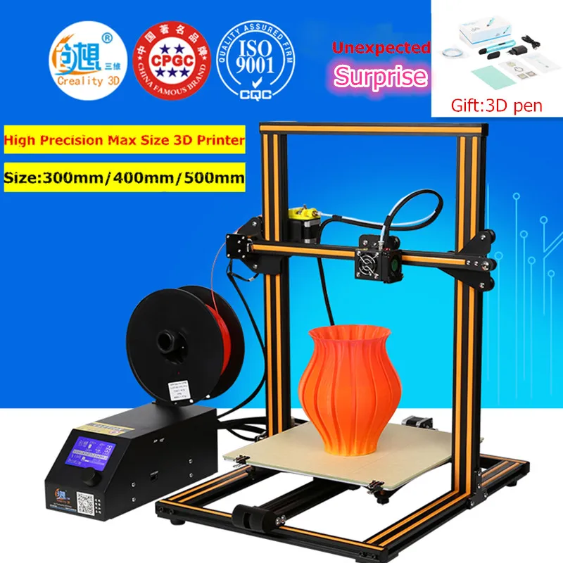 Dual Leading Screws Rod Creality 3D CR-10 Series 3D Printer With Filament Monitor Alarm Gift A Set Of Beautiful 3D Pen