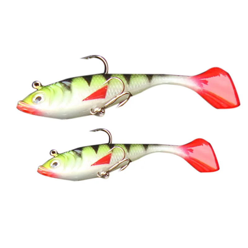 

Traveling 2pc fishing Lures tackle soft bait lure kit mini soft plastic light lead fishing artificial bait jig wobbler