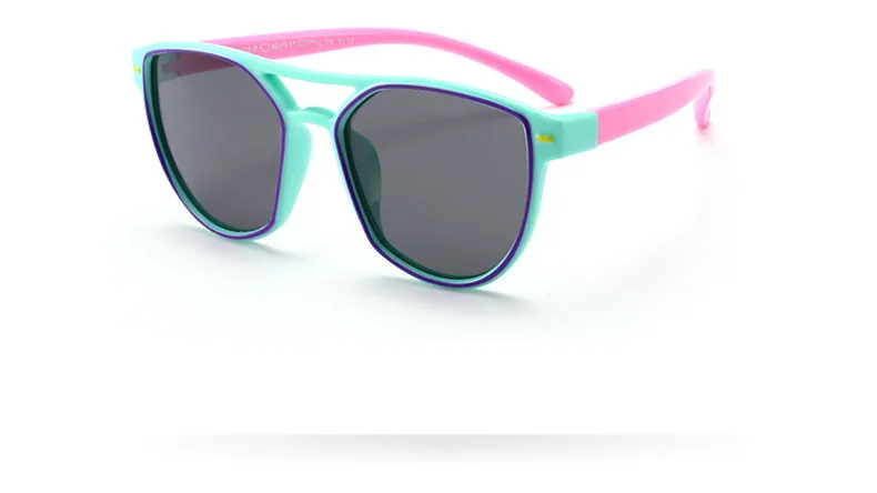ASUOP2018 new fashion silicone children pilot polarized sunglasses UV400 retro girl round glasses boy color soft brand glasses (10)