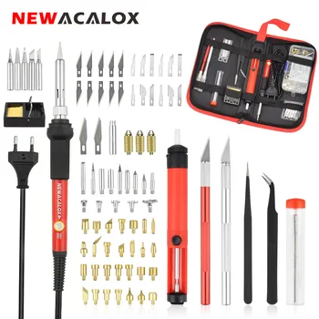 

NEWACALOX EU/US 60W Adjustable Temp Soldering Pyrography Wood Burning Kit DIY Woodburning Pen Embossing/Carving/Soldering Tips