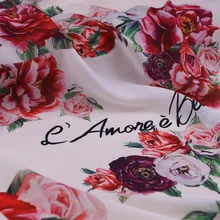 Шифоновая ткань с большим цветком и буквенным принтом, мягкая шифоновая тонкая ткань для платья, длинное пляжное платье, шифоновая ткань для одежды