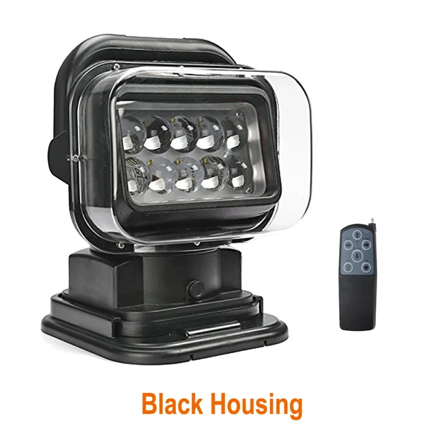 Black 12v 24v 50w LED Rotating Remote Control Work Light Spot for Off